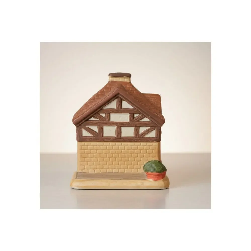 Ceramic Coffee House Tea Light Candle Holder Cottage Village Decor